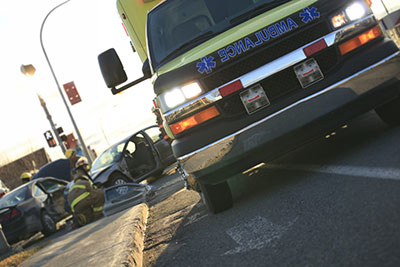 Ambulance at the scene of a car accident Car accident