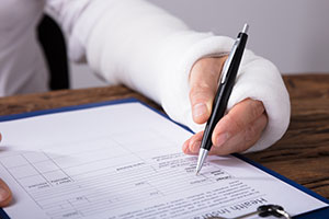 Filling out a workers' compensation form